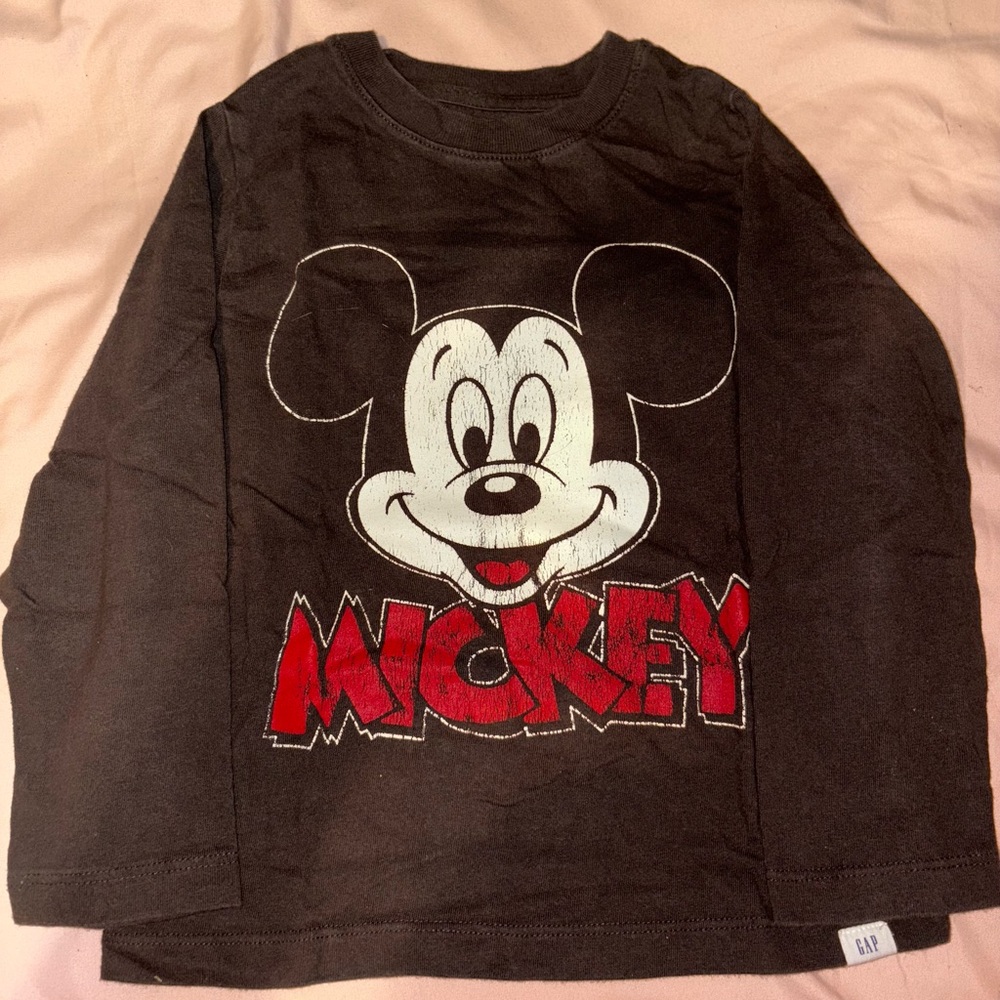 GAP Black and Red Mickey Mouse Long Sleeve Tee